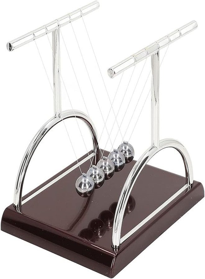 DORLANK Newton Cradle Pendulum | Metal Perpetual Motion Toy & Swing Balance Collision 5 Ball | Figurine Physics Gadget with Polished Plastic Base & Nylon Strings for Office Desk (Multicolur) - Image 1